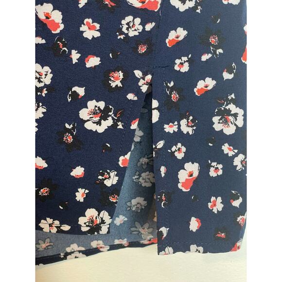 NY Collection Womens Floral Print Button-Up Blouse Roll Tab Sleeve Size S - Picture 6 of 9